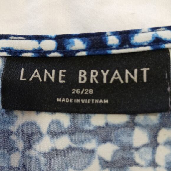 Lane Bryant 26/28 a line swing style blue multi-color geometric print sleeveless - Picture 3 of 11